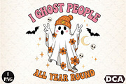 Retro Halloween Ghost PNG Sublimatio, an Illustration by DreamCafeArt (Thumbnail 1 of 7)