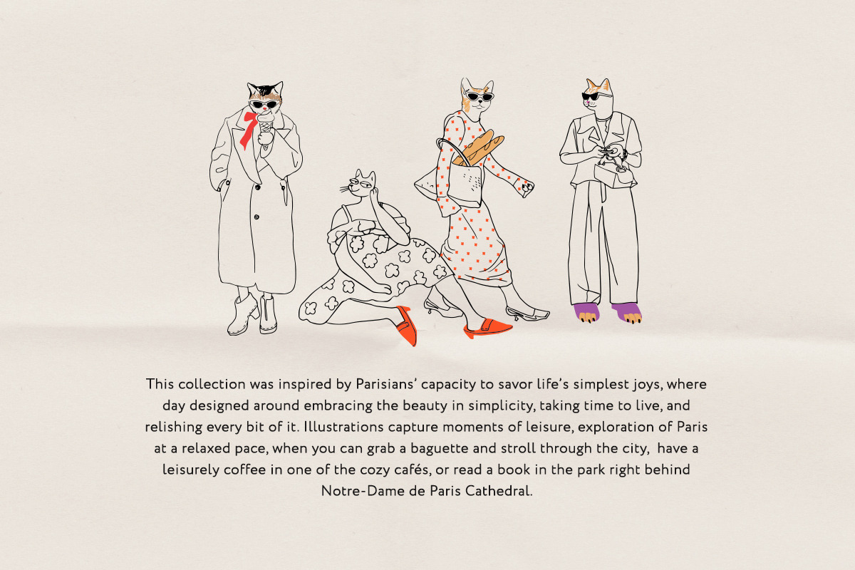 Cats in Paris Illustrations, an Object Illustration by Volga_Store (Photo 3 of 8)