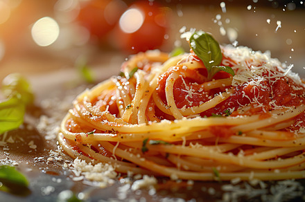 Close-up of cooked spaghetti with to, a Photo by LOGOCREATIVE