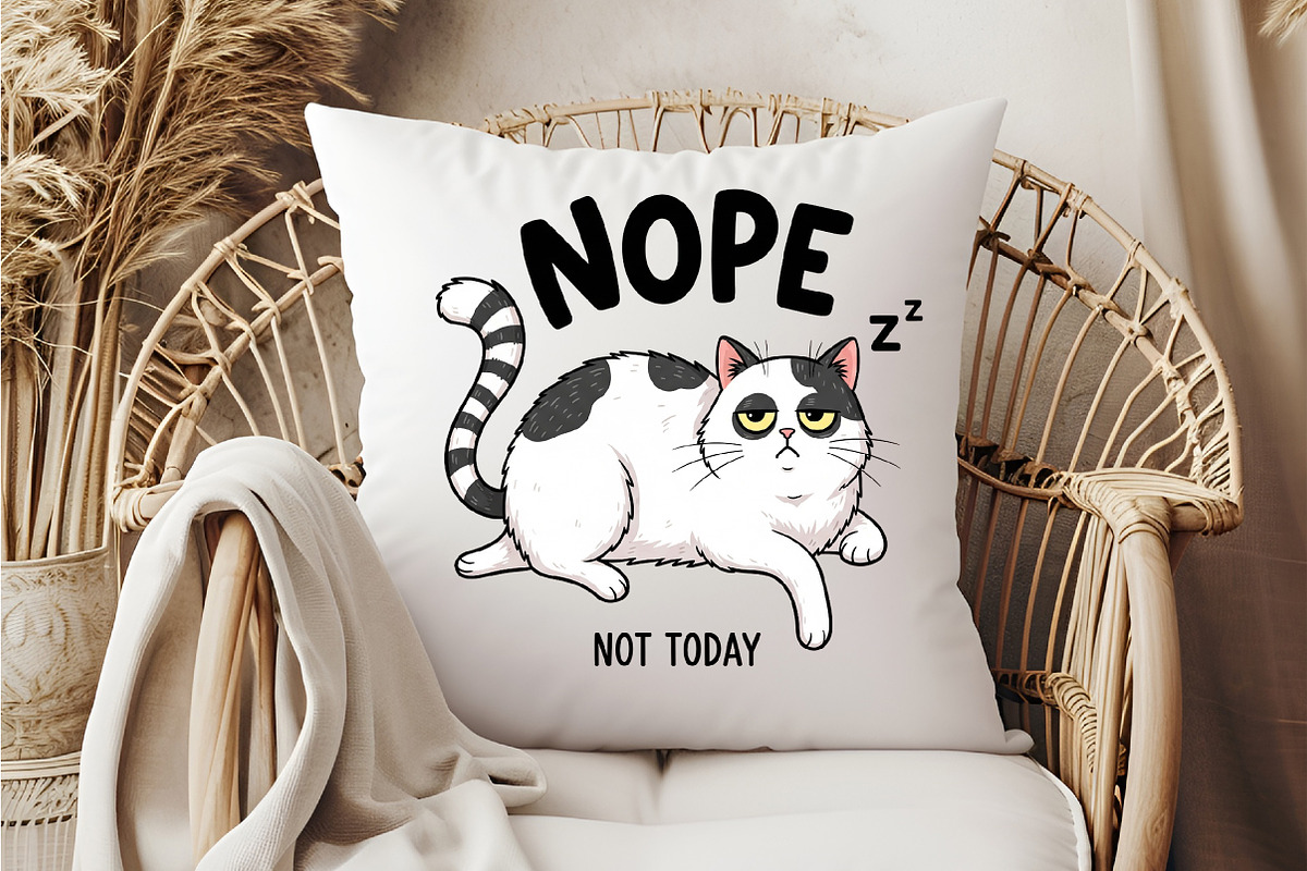 Funny Cat Design, Nope Not Today Cat, an Illustration by DreamCafeArt (Photo 5 of 6)