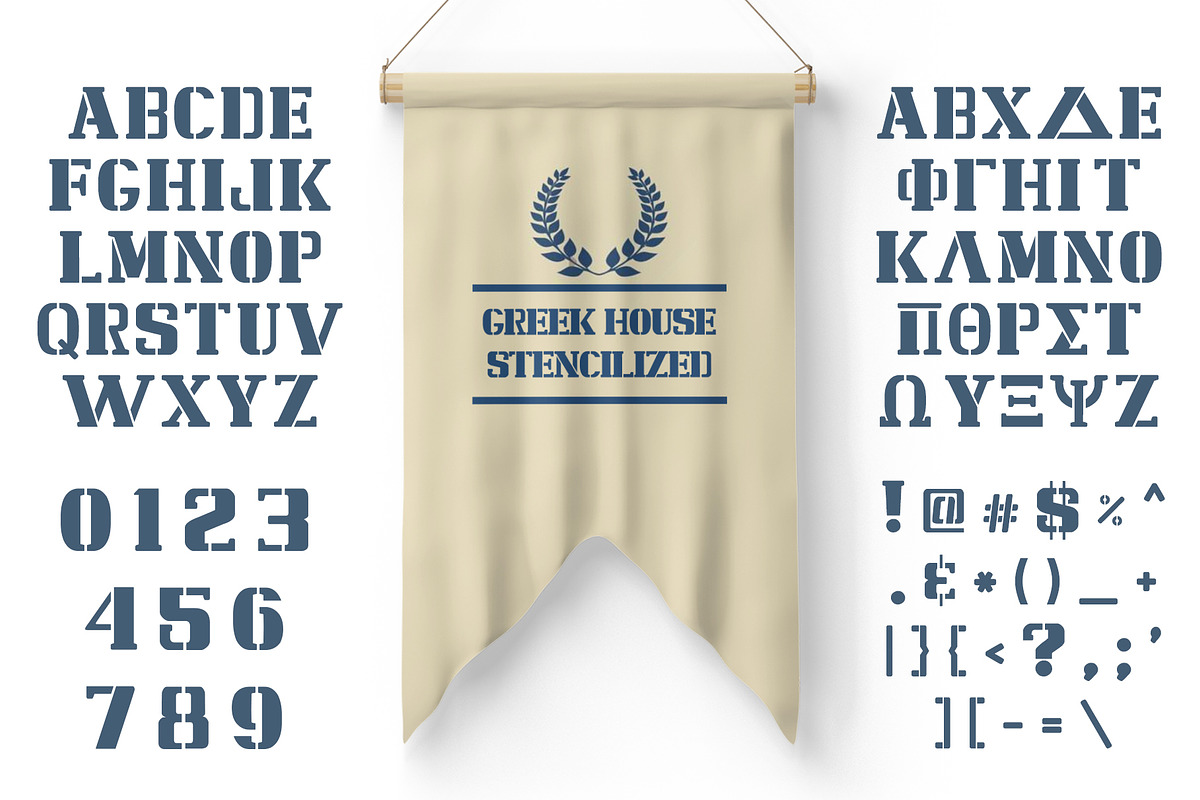 Stencilized Greek Font preview 2
