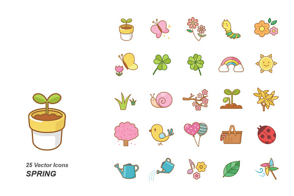 Spring Color Vector Icons