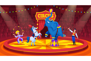 Circus show arena. Carnival fair, an Animal Illustration by Stock-Smart-Start