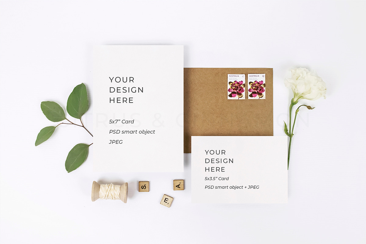 4 in 1 Wedding Stationery Mockup, a Print Template by Citrus and Cinnamon (Photo 3 of 5)