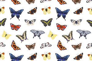 Vintage Butterflies Seamless Pattern