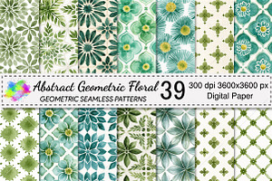 Abstract Geometric Floral Pattern, a Pattern Graphic by Canvas Craft