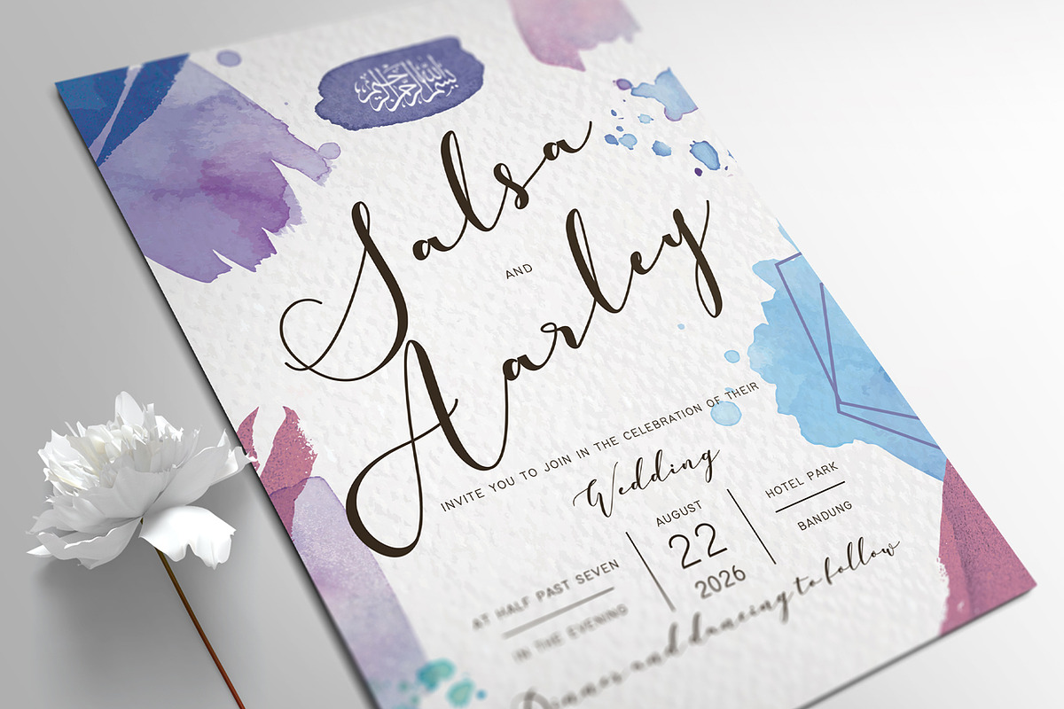 Islamic Watercolor Invitation, an Invitation Template by Aarley Kaiven (Photo 2 of 2)