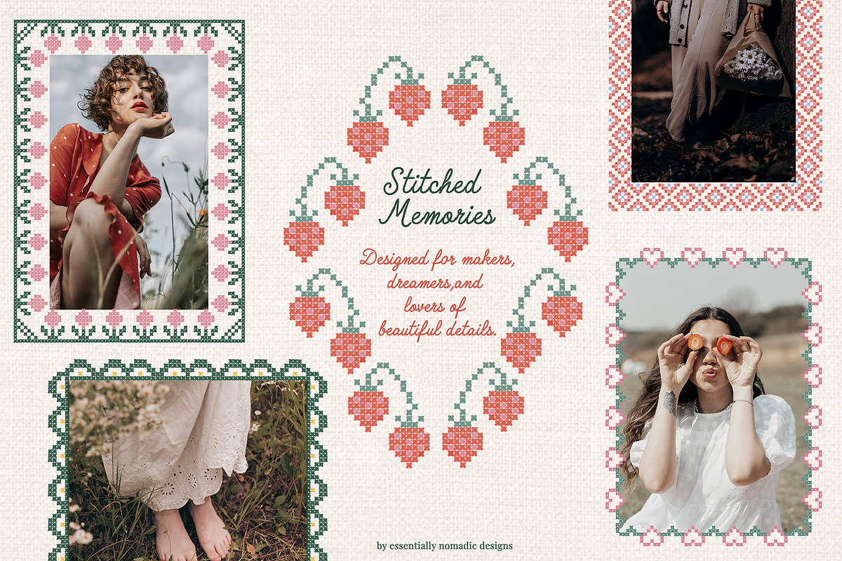 Cross Stitched - Frames & Letters, a Decorative Illustration by Essentially Nomadic (Photo 2 of 11)