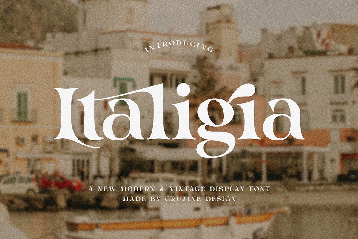 Italigia Retro Bold Serif, a Serif Font by Cruzine (Photo 1 of 8)