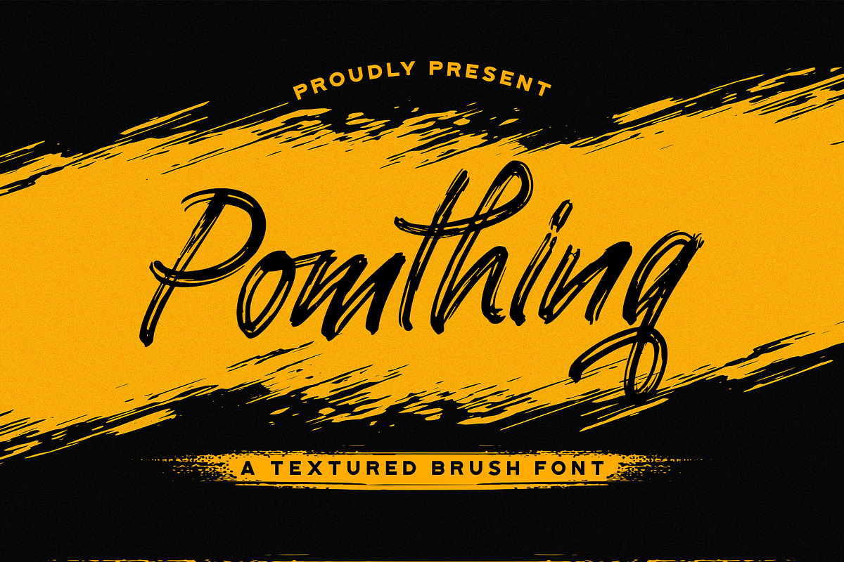 Pomthinq - Brush Script Font, a Script Font by StringLabs (Photo 1 of 12)