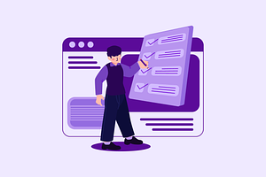 Businessman and Checklist Document, a Person Illustration by Ahmad_Studio