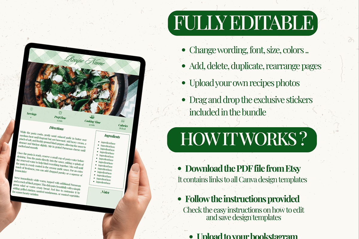 Printable family cookbook template, a Social Media Template by PixelBloomClub (Photo 3 of 8)