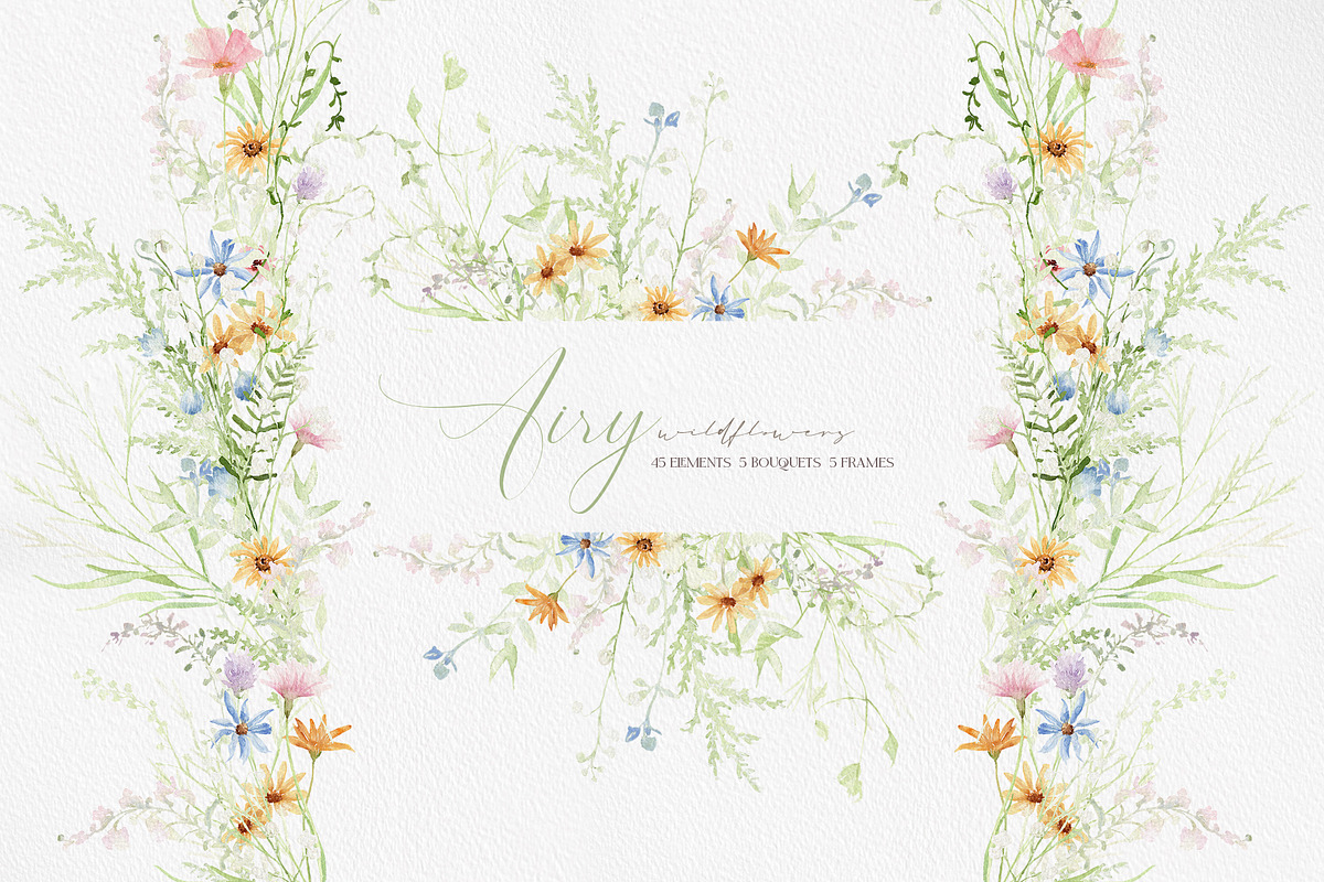 Watercolor AIRY WILDFLOWER Clipart, a Decorative Illustration by Beigetime (Photo 1 of 16)