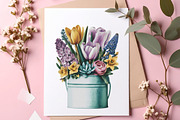 Watercolor spring flowers clipart, an Illustration by SinaCreation (Thumbnail 5 of 7)