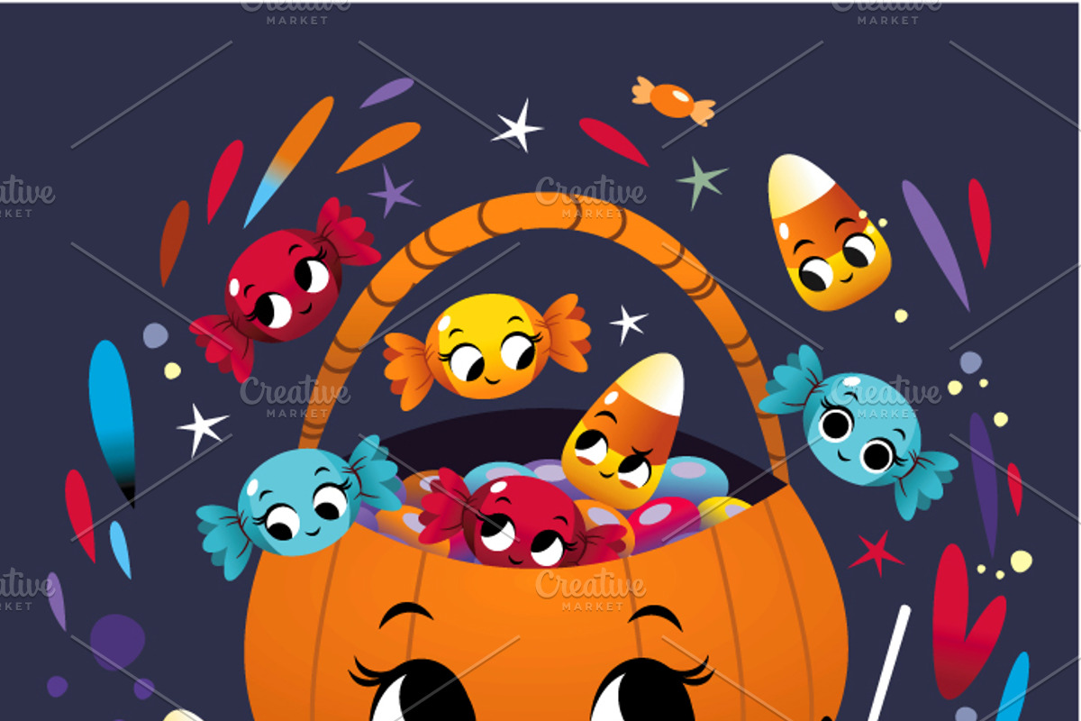 happy halloween trick or treat bag, an Illustration by Helga Lukas (Photo 2 of 4)