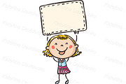 Happy childrens holding blank signs, a Person Illustration by Bubert Art (Thumbnail 3 of 10)