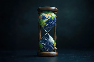 Planet Earth encased in an hourglass, a Photo by Pavel_design