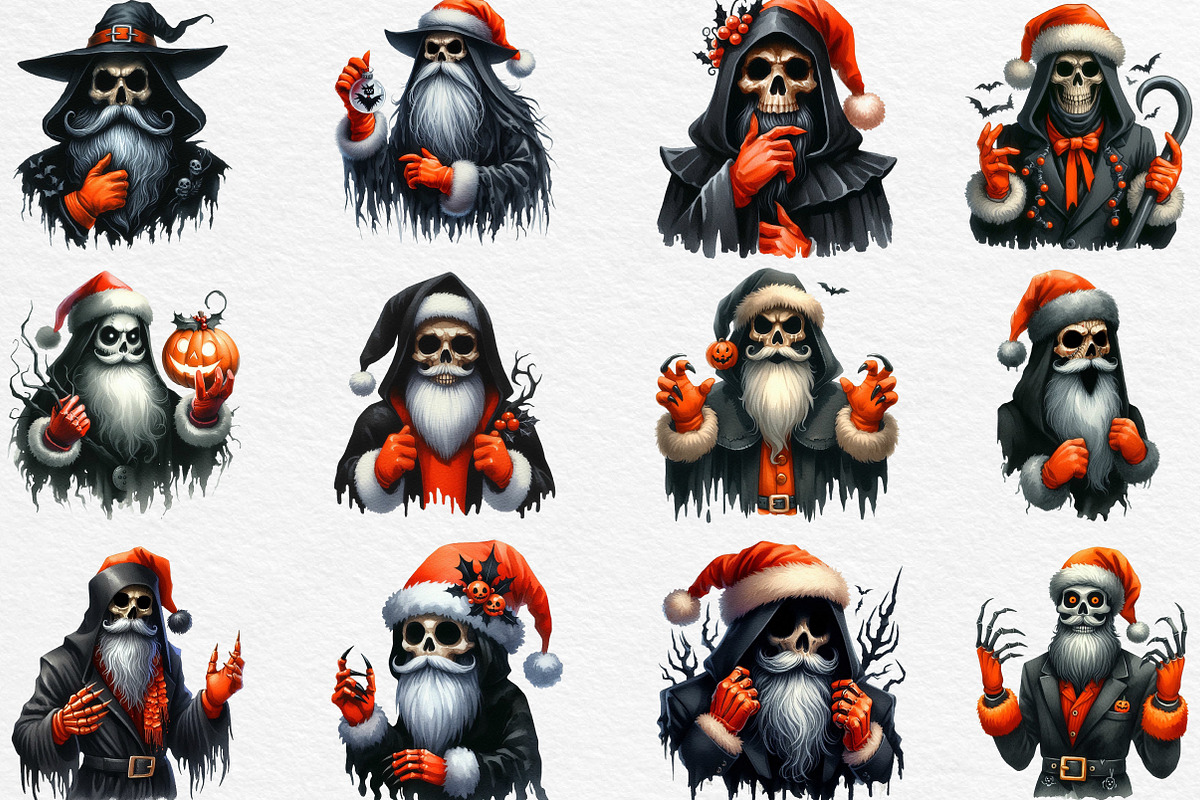 Spooky Santa Claus Clipart, an Illustration by Black Bird Studio (Photo 4 of 6)