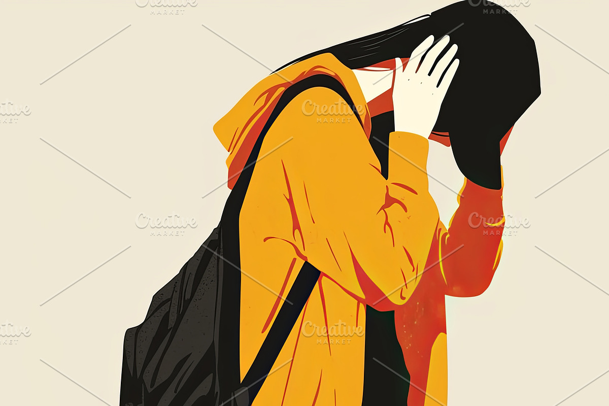 Illustration of a person wearing bright casual clothing and a stylish backpack, an Illustration by AS photostudio
