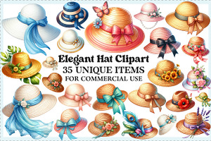Elegant Hat Clipart for Summer, an Illustration by Craft Nest