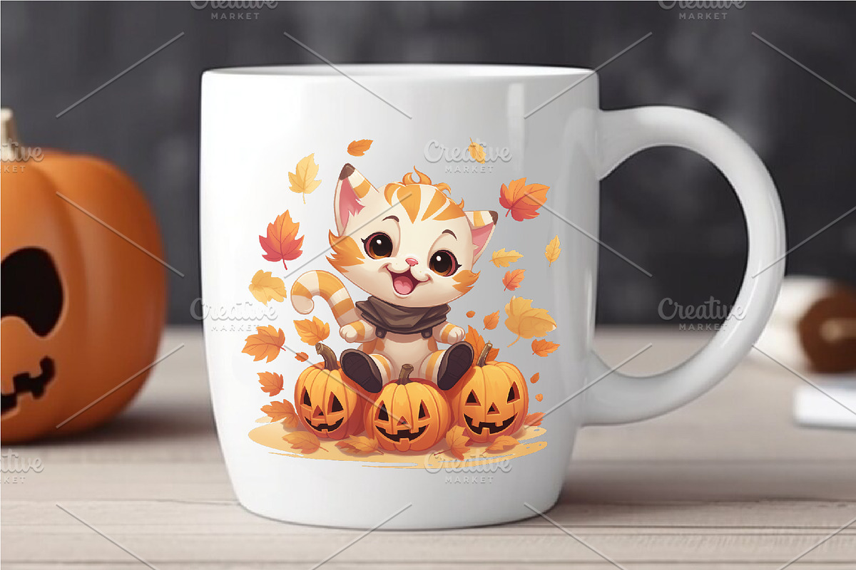 Cute Kawaii Cats for Halloween., an Animal Illustration by KENO Mascots (Photo 5 of 8)