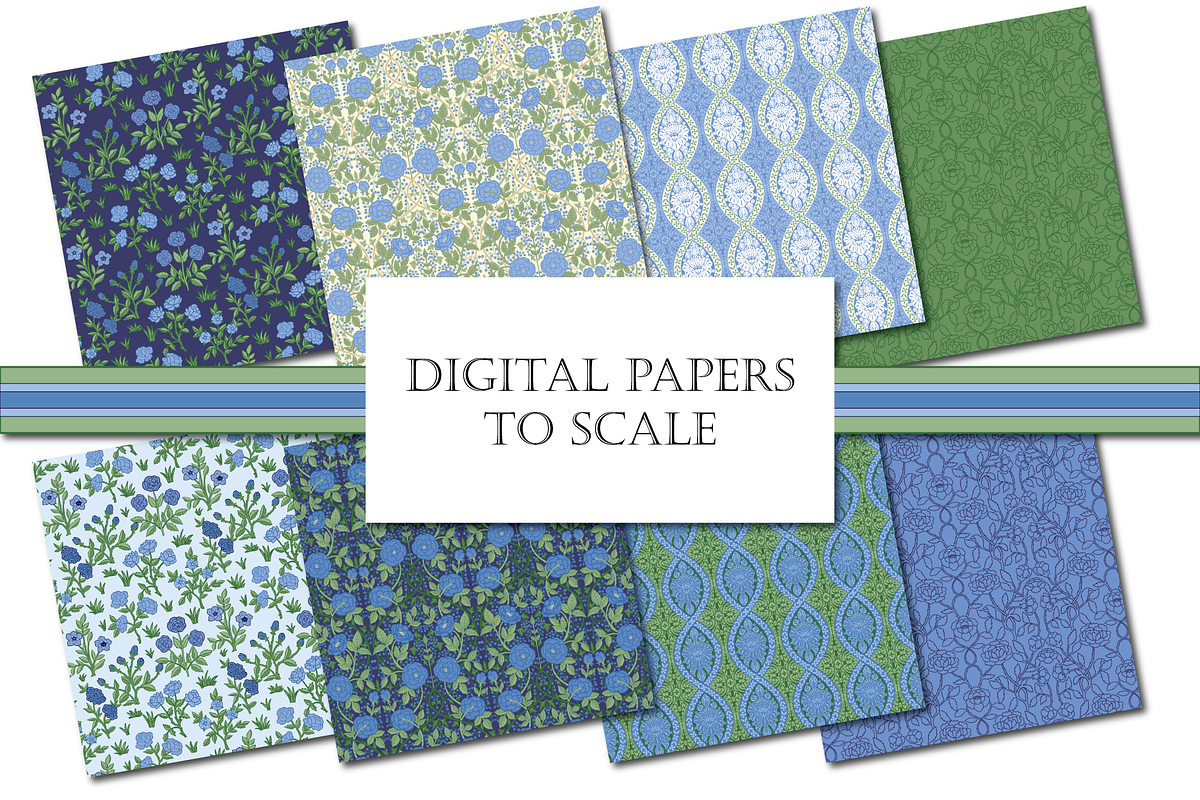 William Morris Blue & Green Pattern2, a Pattern Graphic by RachelStudio (Photo 6 of 10)