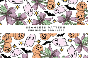 Cute Halloween Seamless Pattern, an Illustration by Anca Digital Vibe