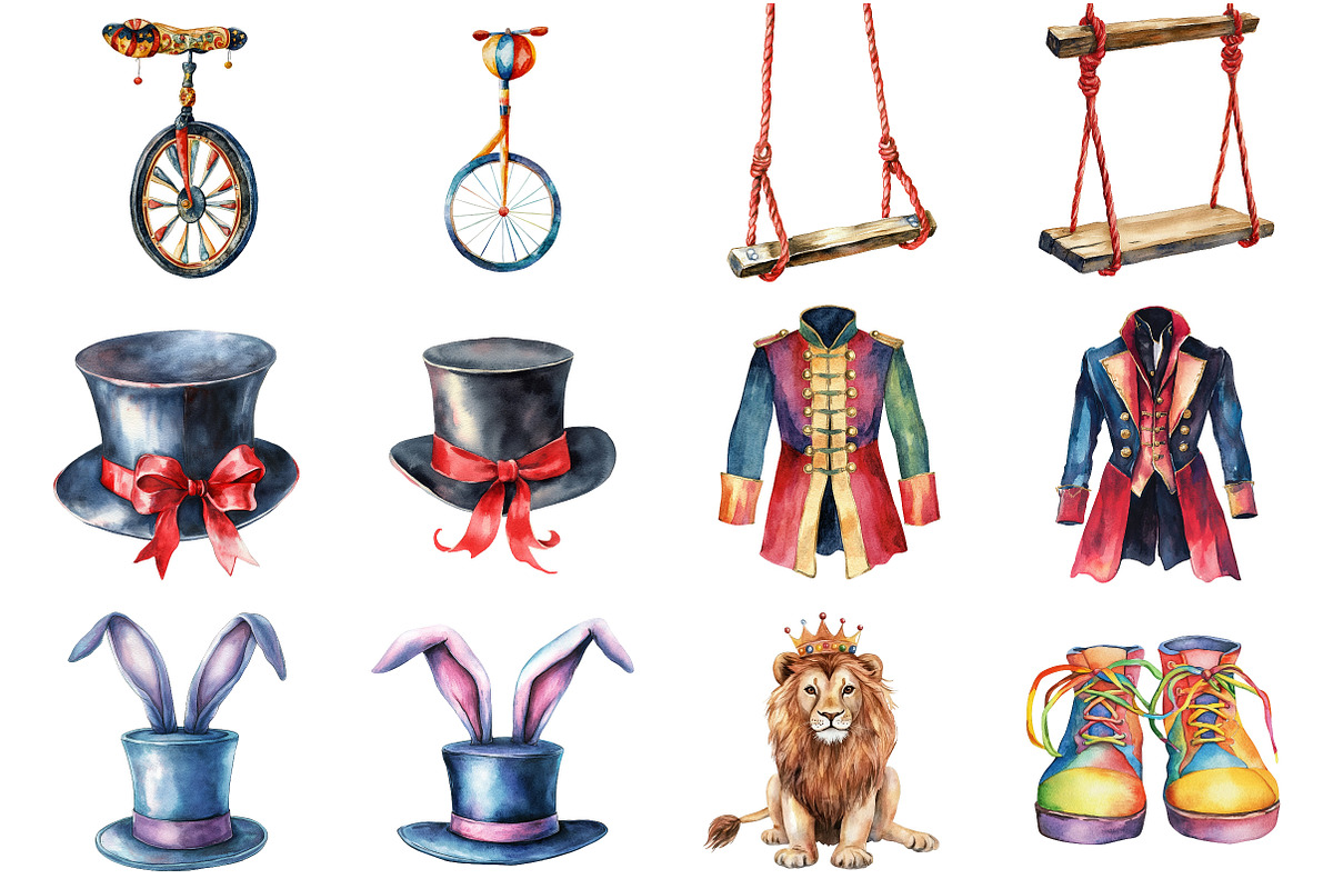 Circus Watercolor Clipart, an Illustration by Design Market (Photo 2 of 4)
