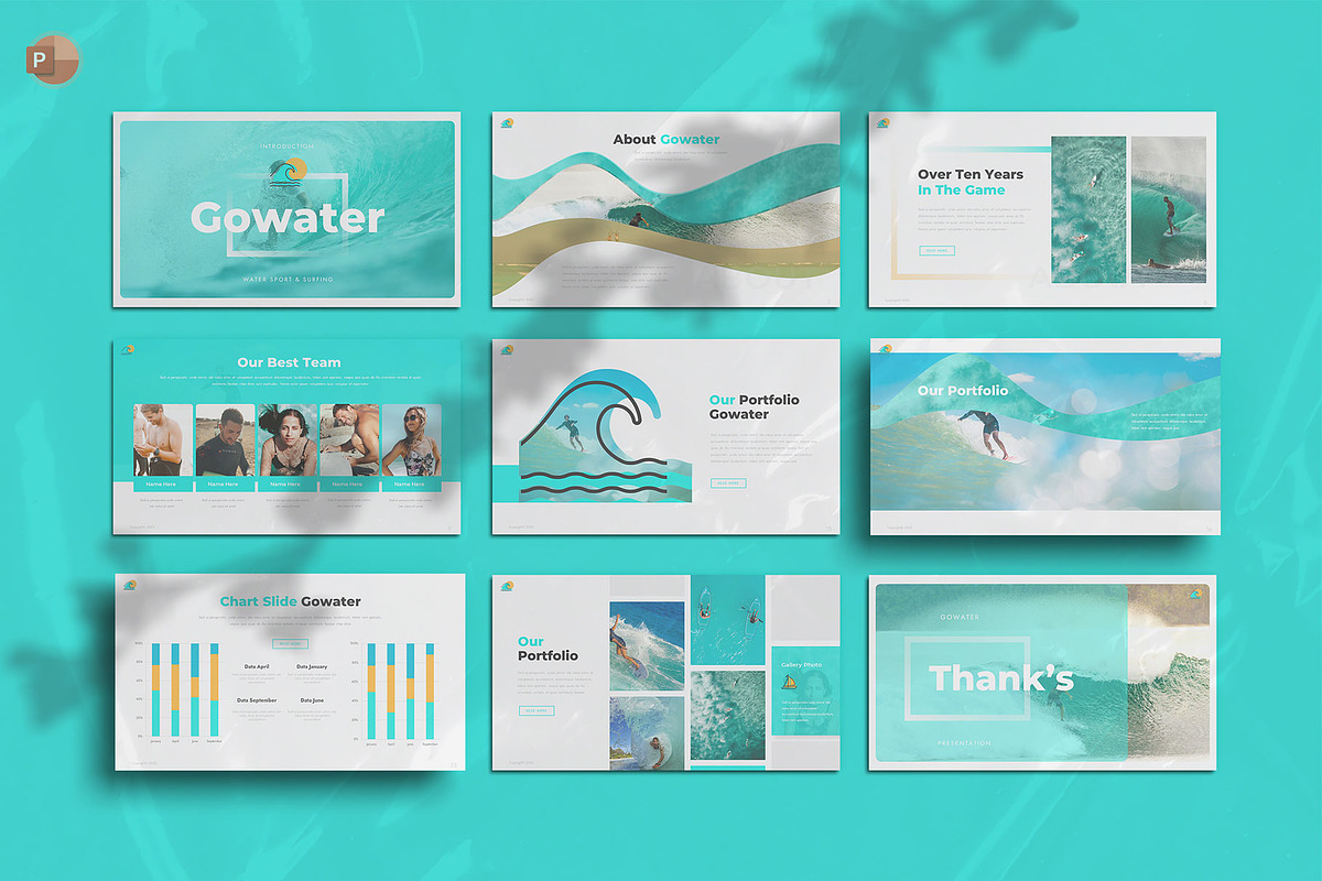 Water Sports & Surfing PowerPoint, a Presentation Template by Pixslides (Photo 1 of 6)