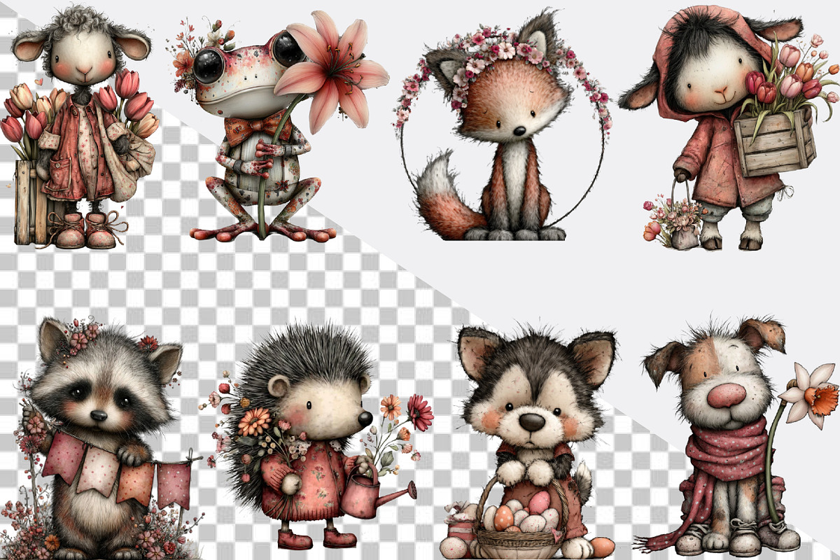 Whimsical Spring Animals Clipart Bun, an Illustration by SVGArt (Photo 2 of 7)