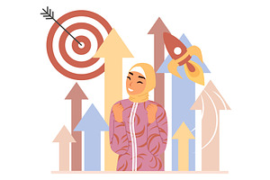 A woman in a headscarf expresses joy, an Illustration by SiberianArt