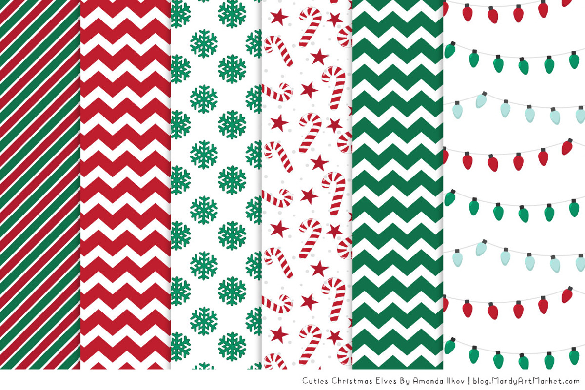 Cute Christmas Elves & Patterns, an Illustration by Amanda Ilkov (Photo 4 of 5)