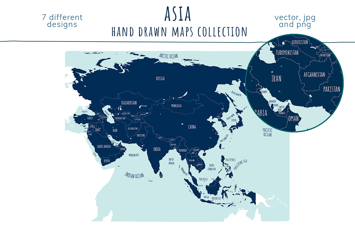 Asia Maps Collection, an Education Illustration by Illustrationsforteachers (Photo 6 of 8)