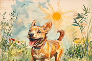 Playful Running Dog, a Background Graphic by Printable Treasure (Thumbnail 2 of 5)