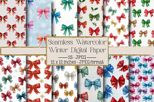 Seamless Watercolor Winter Digital P, an Illustration by DreamPrint404