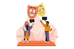 Theatral repetition. Actors learn, an Illustration by YummyBuum