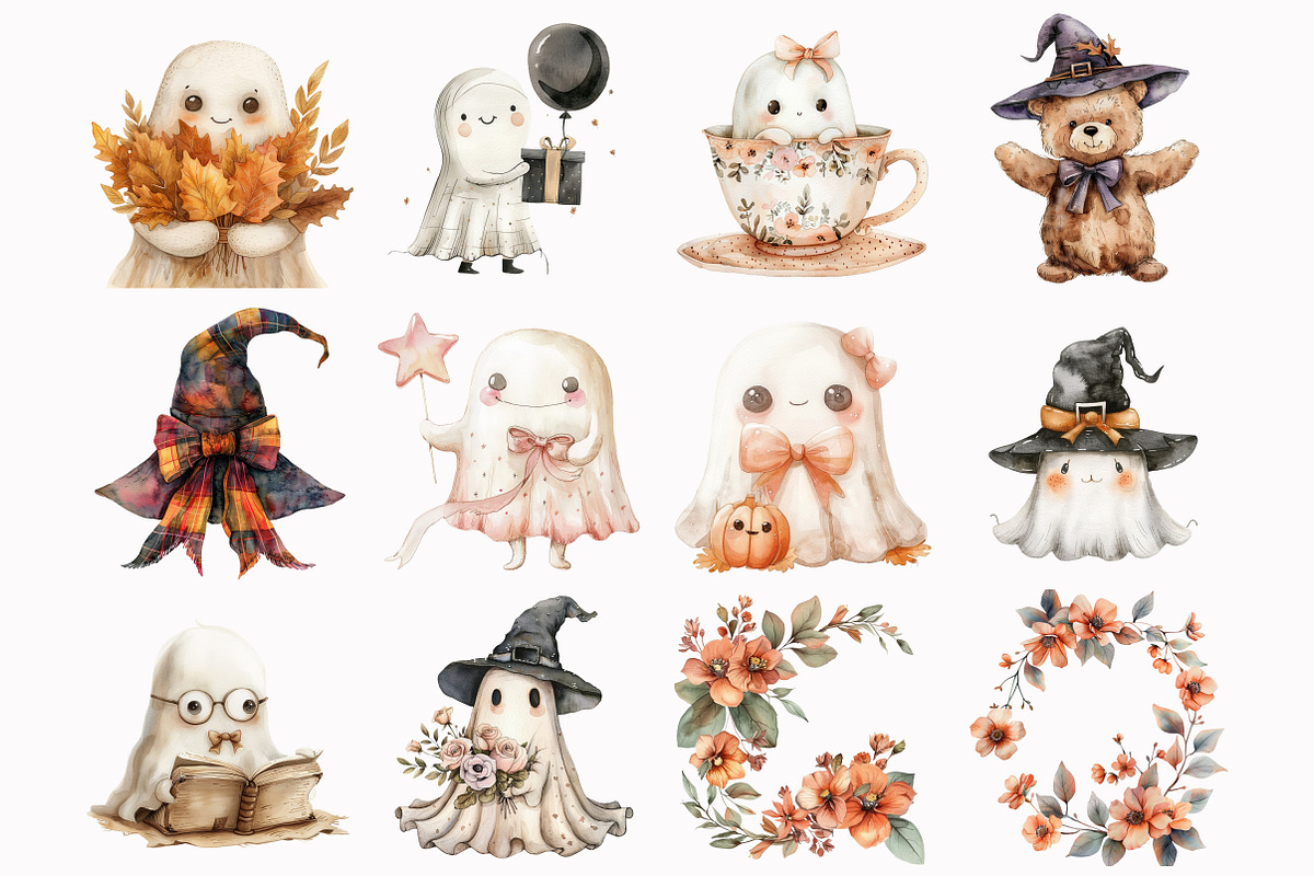 Halloween Ghost Clipart, an Illustration by Design Market (Photo 3 of 5)