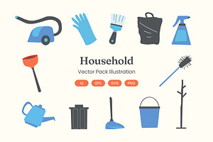 Household Illustration Collection, an Object Graphic by Rahardi Creative