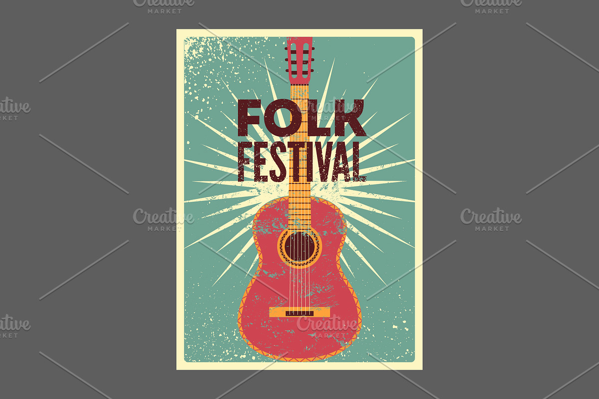 Folk Music Fest vector poster set, an Object Illustration by PoPaShop (Photo 7 of 8)