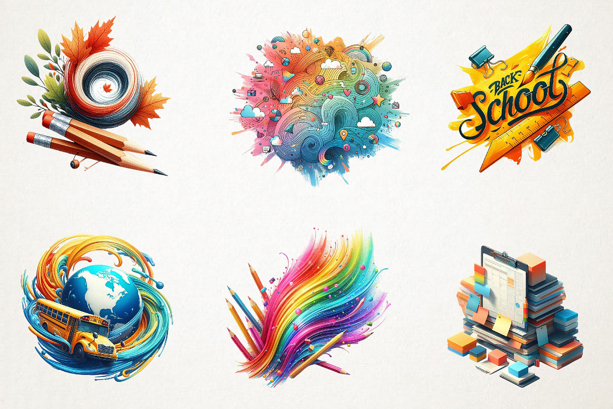 Back to School Brushstrokes Clipart, an Illustration by RobertsArt (Photo 6 of 7)