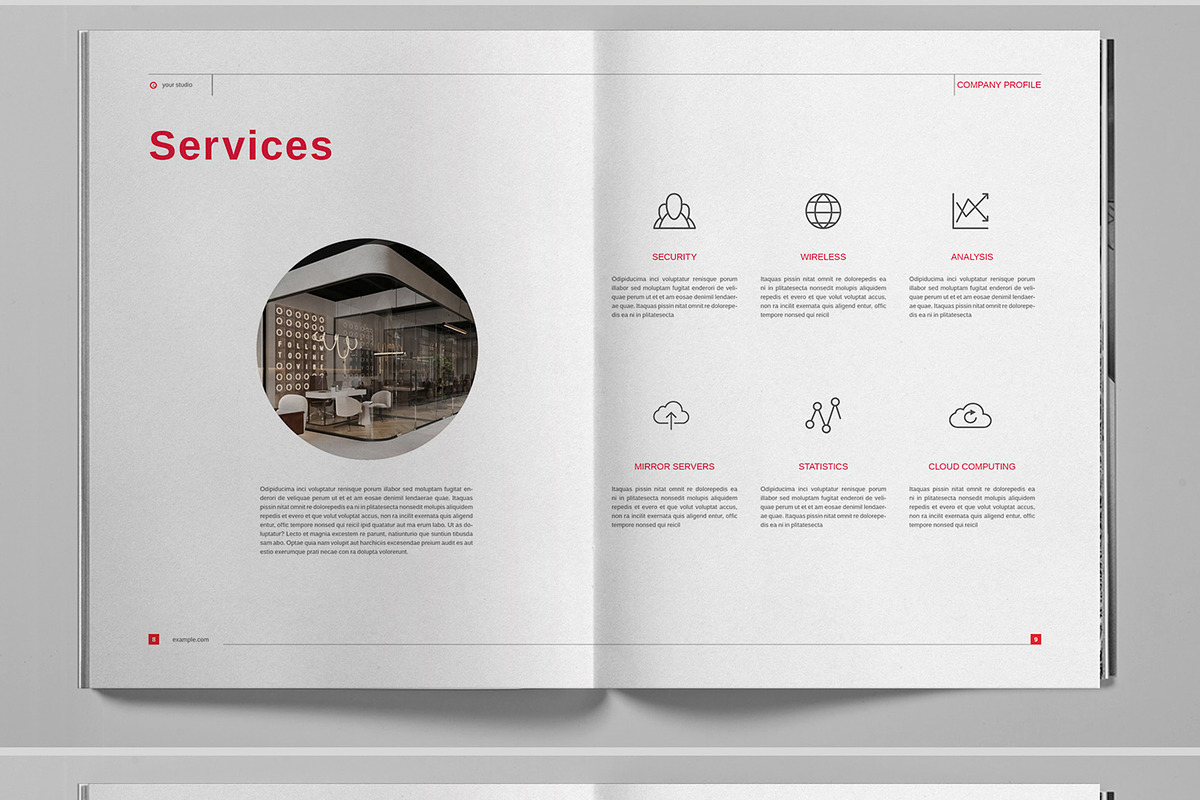 Red Studio Brochure Template, a Brochure Template by Boris Cupac (Photo 6 of 7)