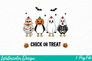 Chick Or Treat Png, Spooky Chicken, an Illustration by Watercolor design (Thumbnail 1 of 3)