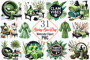 Spring spa day clipart, an Illustration by RobertsArt