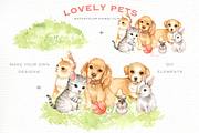 Lovely Pets Watercolor clipart, an Animal Illustration by everysunsun (Thumbnail 5 of 6)