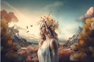 Fairytale girl on imaginative, an Object Illustration by Ylivdesign