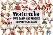 Cute Santa and Reindeer, an Illustration by Design Market (Thumbnail 1 of 3)