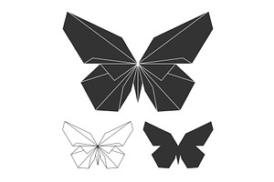 Butterflies Logo Set. Vector Line