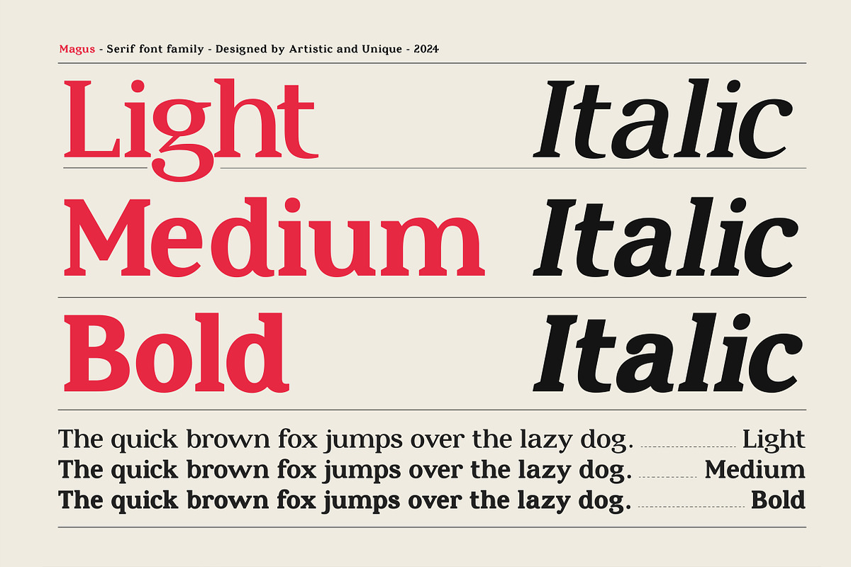 Magus - Serif font family, a Serif Font by Artistic & Unique (Photo 3 of 15)