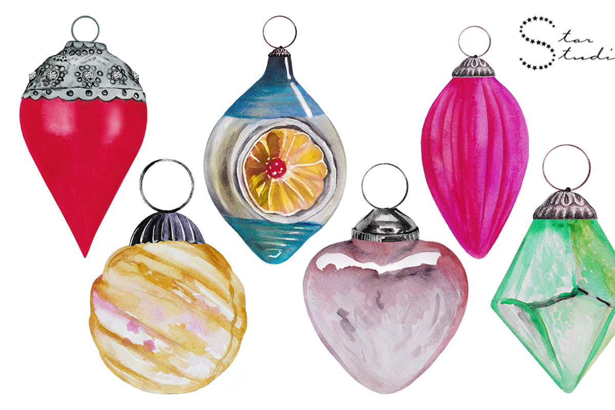 Vintage Christmas Ornaments 2 pack, an Illustration by Dana Designs (Photo 3 of 4)