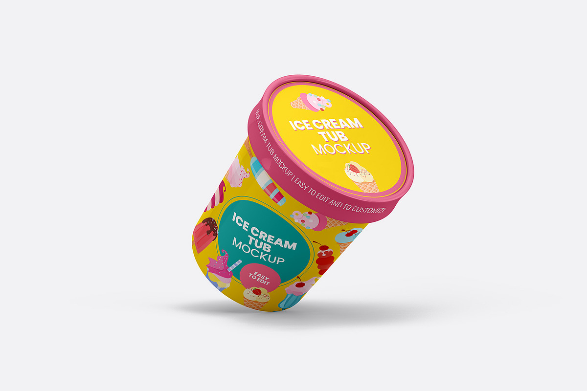 Ice Cream Tub Mockup - 8 views, a Packaging Mockup by Illusiongraphic (Photo 9 of 19)
